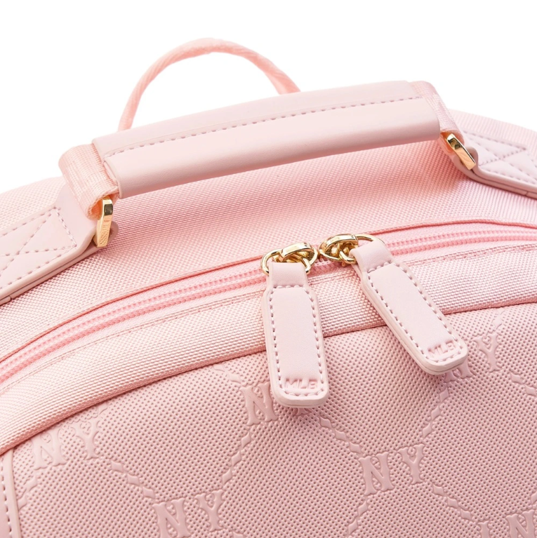  Balo MLB Korea - [Kids] DIA MONOGRAM EMBOSSED SCHOOL BAG NEW YORK YANKEES PINK - 7ABKMD14N-50PKM 