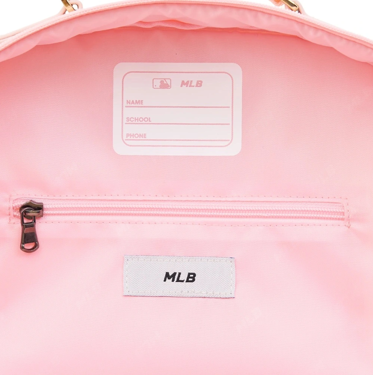  Balo MLB Korea - [Kids] DIA MONOGRAM EMBOSSED SCHOOL BAG NEW YORK YANKEES PINK - 7ABKMD14N-50PKM 