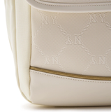  Balo MLB Korea - Dia Monogram Embossed School Bag NY Yankees Cream - 7ABKMD14N-50CRS 