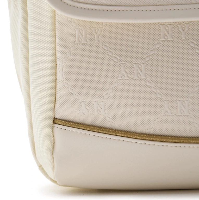  Balo MLB Korea - Dia Monogram Embossed School Bag NY Yankees Cream - 7ABKMD14N-50CRS 