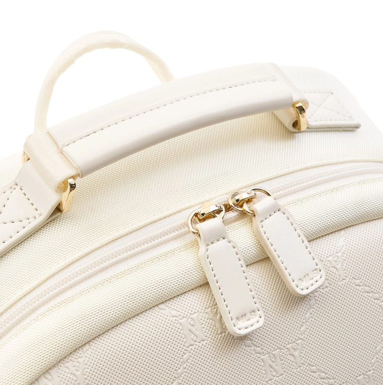  Balo MLB Korea - Dia Monogram Embossed School Bag NY Yankees Cream - 7ABKMD14N-50CRS 