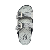  Dép MLB Double Slide Jacquard Diamond Monogram New York Yankees Black - 3ALPCTM33-50BKS 