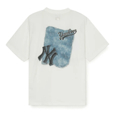  Áo thun MLB Denimlike Monotive Over Fit Tshirt NY Yankees - 3ATSM1053-50IVS 