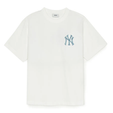  Áo thun MLB Denimlike Monogram Big Lux Over Fit Tshirt New York Yankees 3ATSM0953-50IVS 
