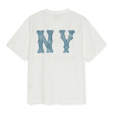  Áo thun MLB Basic Coopers Denimlike Logo Overfit Tshirt New York Yankees 3ATSB1053-50IVS 