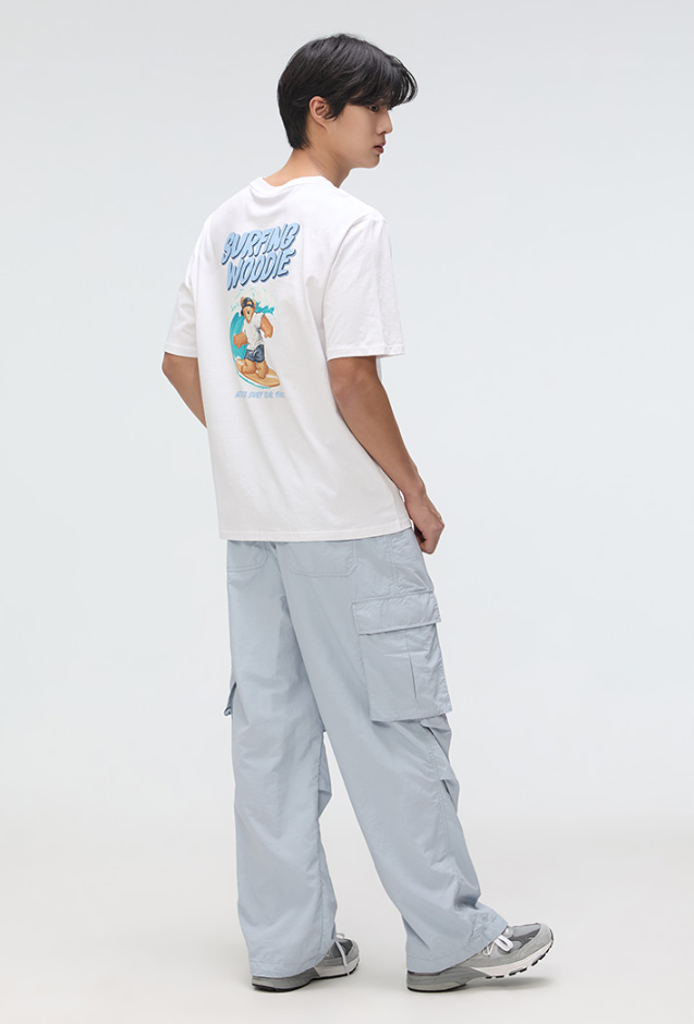  Áo Thun WHO.A.U (SPAO) - [COOL] Woody SURFING Short Sleeve T-shirt White - SPRPF24C54 