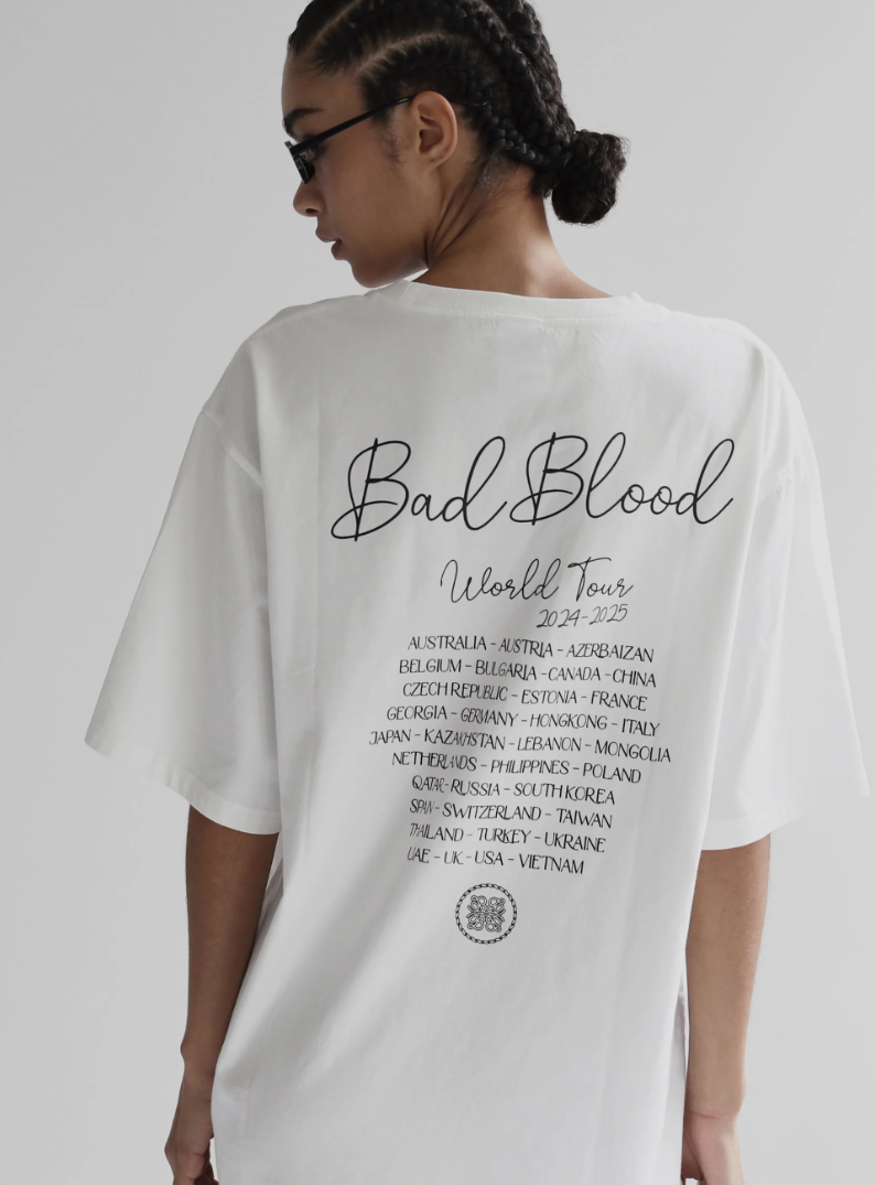  Áo Thun [Unisex] Badblood - Bad World Tour T-Shirt White - w-tee24-031 
