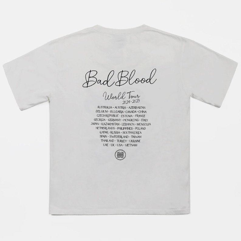  Áo Thun [Unisex] Badblood - Bad World Tour T-Shirt White - w-tee24-031 