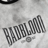  Áo Thun [Unisex] Badblood - [w-tee25-052] Curved Logo Dusty Ringer T-Shirt 