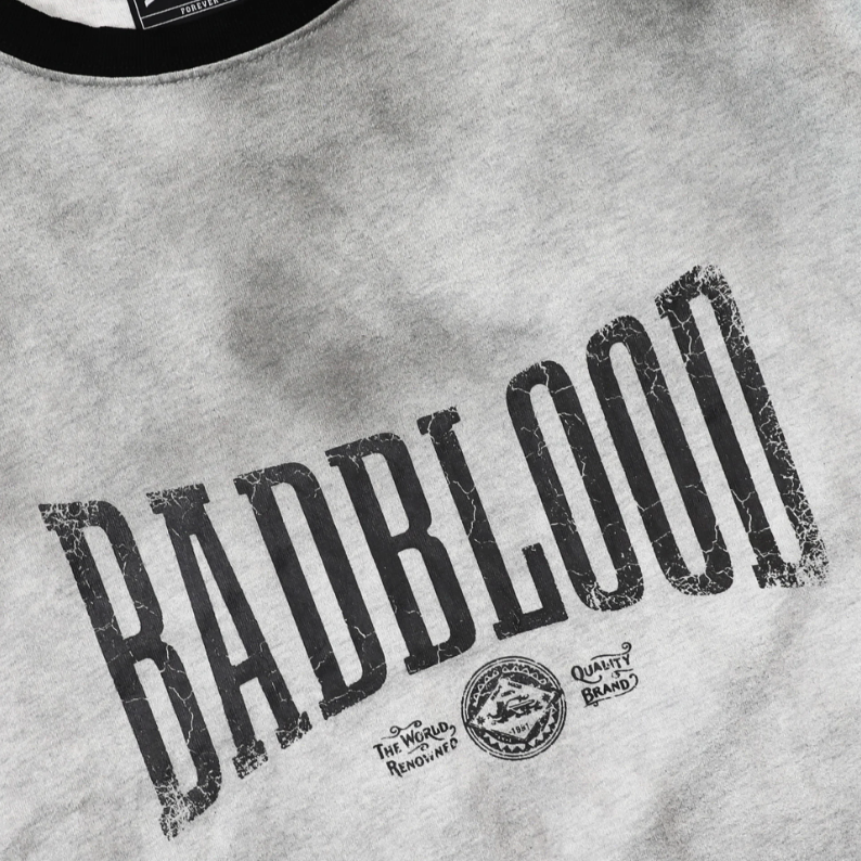  Áo Thun [Unisex] Badblood - [w-tee25-052] Curved Logo Dusty Ringer T-Shirt 
