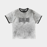  Áo Thun [Unisex] Badblood - [w-tee25-052] Curved Logo Dusty Ringer T-Shirt 