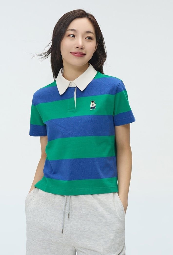  Áo Polo WHOAU [Nữ] - (Woody) Rugby Crop Short Sleeve T-Shirt - SPHWF24G51 
