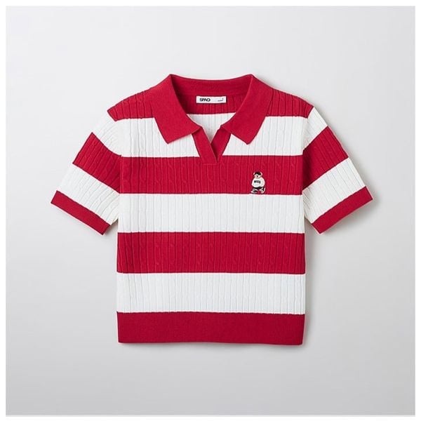 Áo Polo WHOAU [Nữ] - Steve R-neck Short Sleeve Cardigan Red - WHCKF2401F
