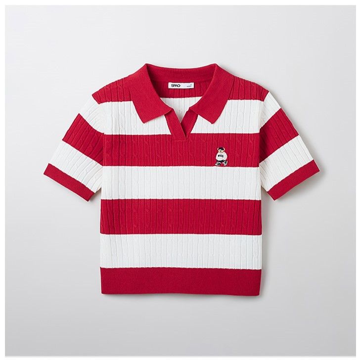  Áo Polo SPAO [Nữ] - Woody Cable Half-open Half-sleeve Knit - SPKWF24G51 
