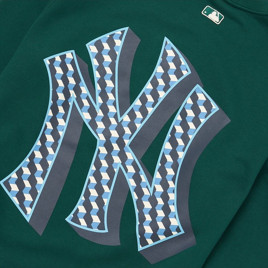  Áo Sweater MLB Korea - Cube MONOGRAM Big Logo Overfit Sweatshirts NEW YORK YANKEES - 3AMTM0624-50GND 