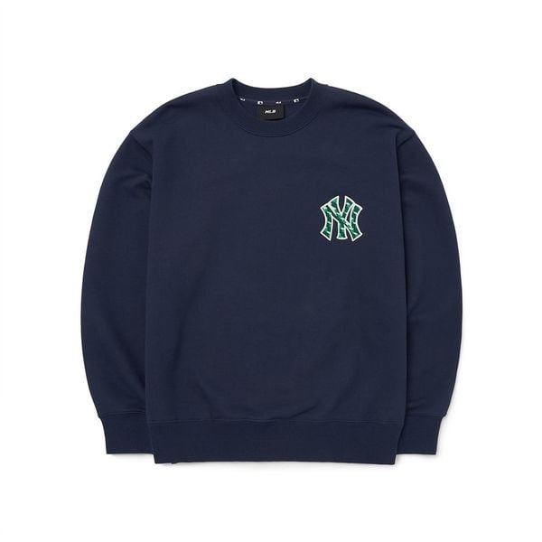  Áo Sweater MLB Korea - Cube MONOGRAM Big Logo Overfit Sweatshirts NEW YORK YANKEES - 3AMTM0624-50NYD 