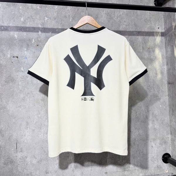  Áo Thun New Era - [Unisex] NY Yankees Small Logo Line Sleeve T-Shirt Cream Black - 15488828 