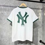  Áo Thun New Era - [Unisex] NY Yankees Small Logo Line Sleeve T-Shirt Cream Green 