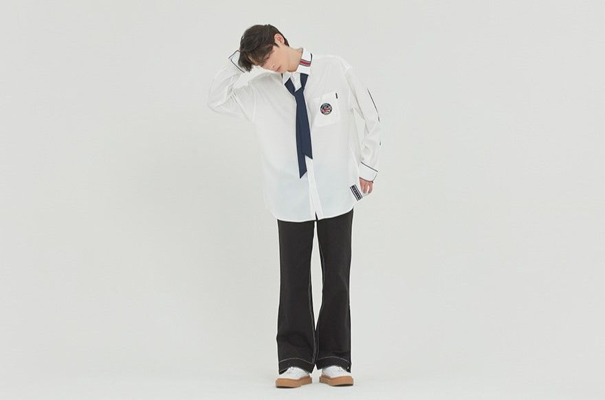  Áo Sơ Mi RMTCRW [ROMANTIC CROWN] - PIPING TIE SHIRT WHITE 