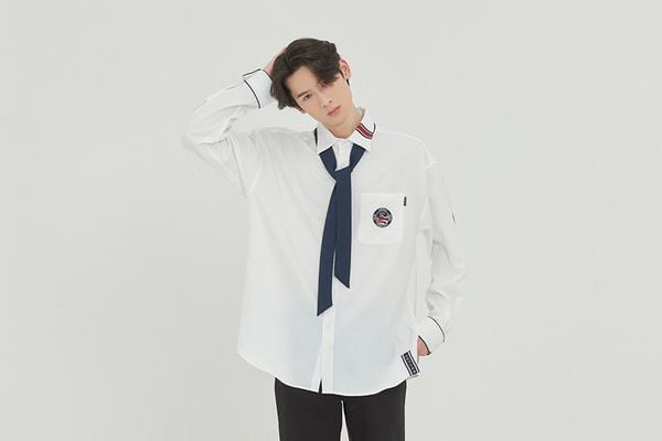  Áo Sơ Mi RMTCRW [ROMANTIC CROWN] - PIPING TIE SHIRT WHITE 