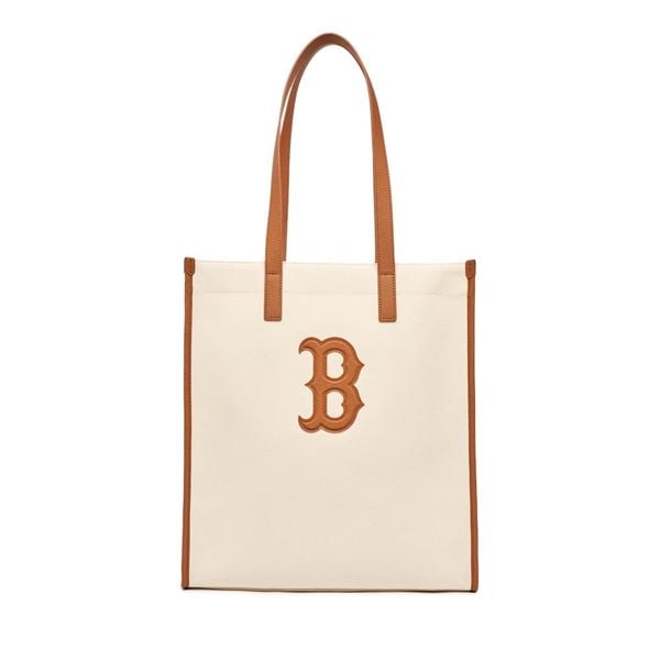  Túi Tote MLB Korea - Basic Canvas Vertical Tote Bag Boston Red Sox Cream - 3AORM033N-43CRS 