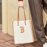  Túi Tote MLB Korea - Basic Canvas Vertical Tote Bag Boston Red Sox Cream - 3AORM033N-43CRS 