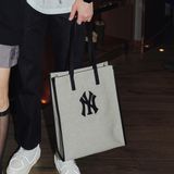  Túi Tote MLB Korea - Basic Canvas Vertical Tote Bag New York Yankees Black - 3AORM033N-50BKS 