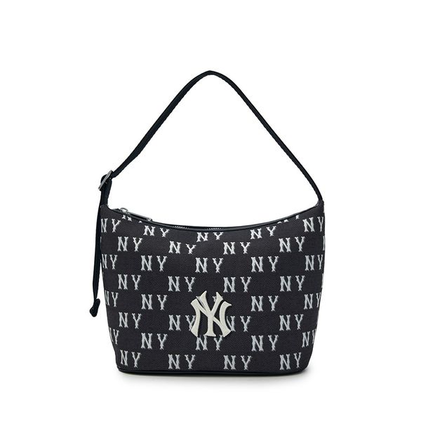  Túi Xách MLB Korea - Classic Mono Jacquard Hobo Bag New York Yankees Black - 3ABQM015N-50BKS 