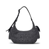  Túi Xách MLB Korea - Basic Mega Logo Denim Cargo Bag New York Yankees Black - 3ABQM034N-50BKS 