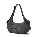  Túi Xách MLB Korea - Basic Mega Logo Denim Cargo Bag New York Yankees Black - 3ABQM034N-50BKS 