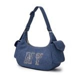  Túi Xách MLB Korea - Basic Mega Logo Denim Cargo Bag New York Yankees Indigo - 3ABQM034N-50INS 