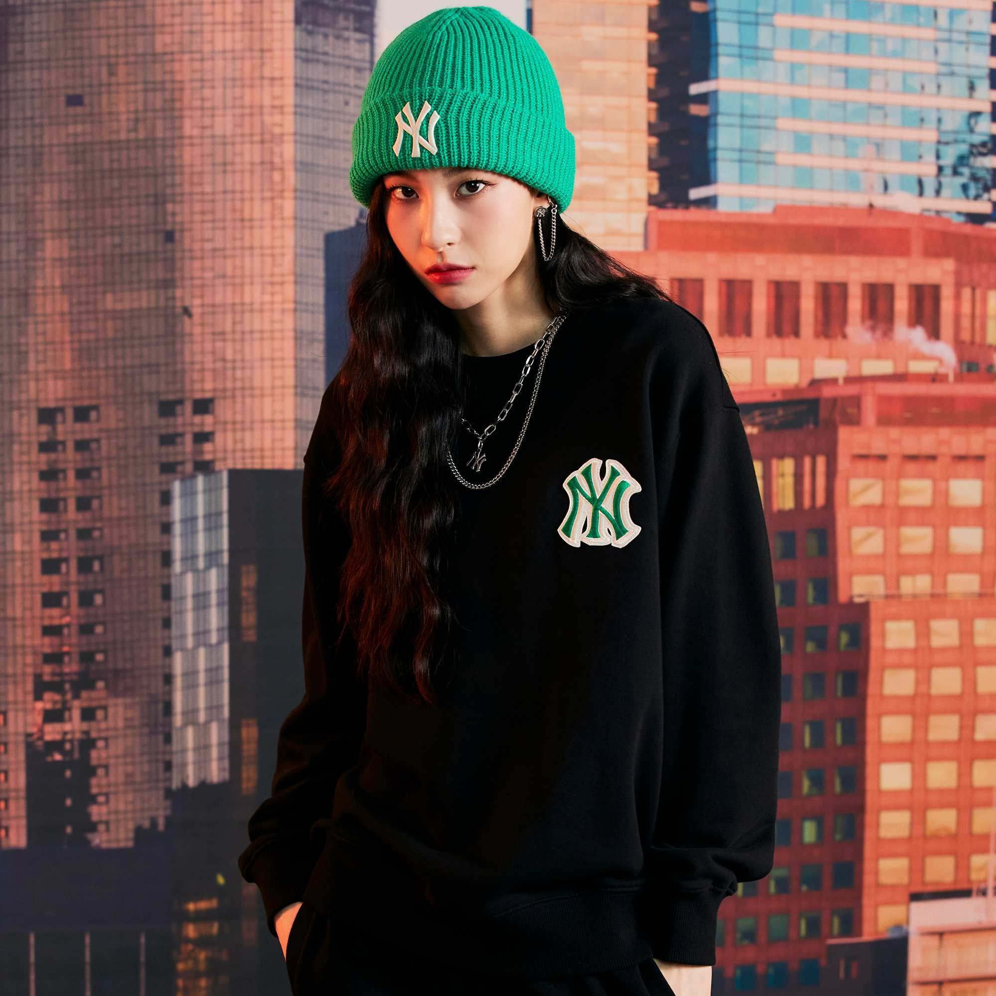 ☆MLB Korea☆ Basic Coopers Logo Mega Overfit Hoodie NY Blac Áo Hoodie MLB Coopers Big Logo Mega Overfit Hoodie NEW YORK