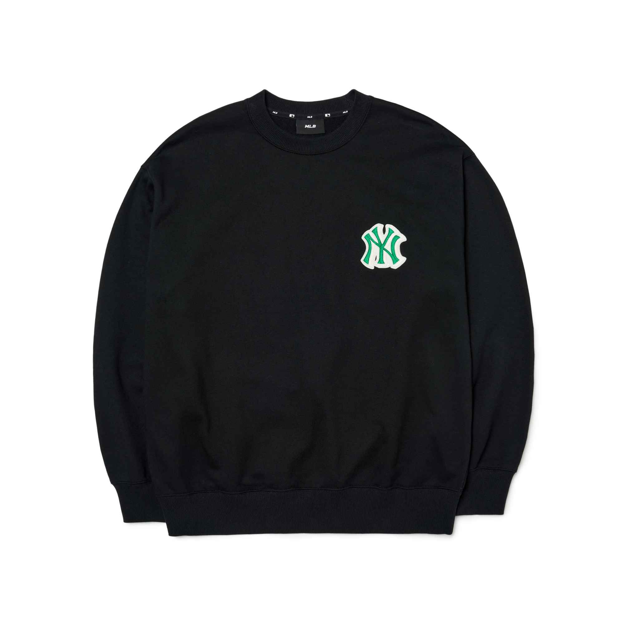 ☆MLB Korea☆ Basic Mega Logo Overfit Man to Man NY Black Basic Mega Logo Over Fit T-Shirts New York Yankees
