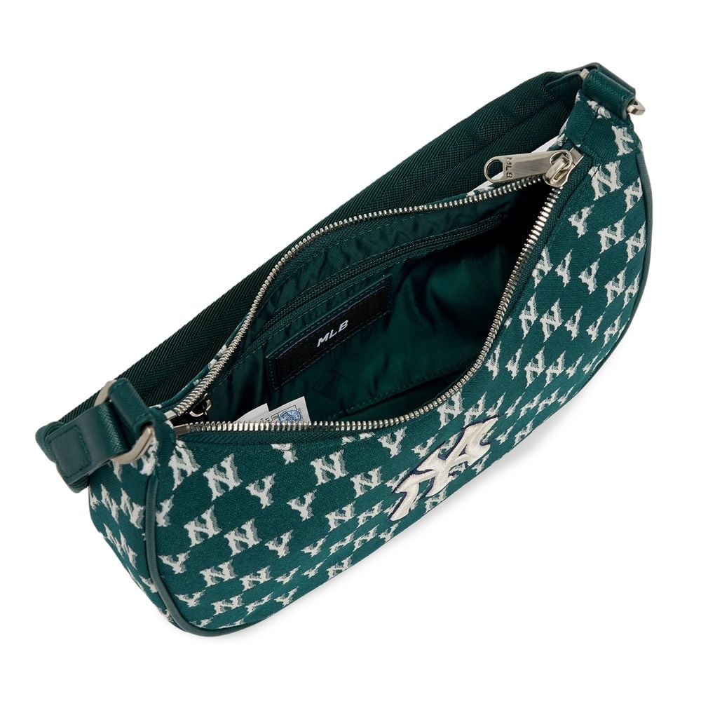  Túi Xách MLB Korea - Classic Monogram Jacquard Hobo Bag New York Yankees D.Green - 3ABQS102N-50GND 