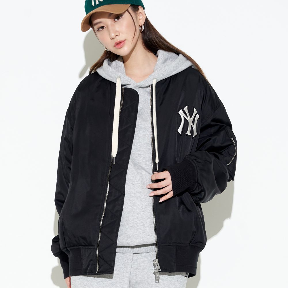  Áo Khoác Bomber MLB - BASIC LOGO WOVEN PADDED BASEBALL JUMPER NEW YORK YANKEES - 3AJPB0124-50BKS 