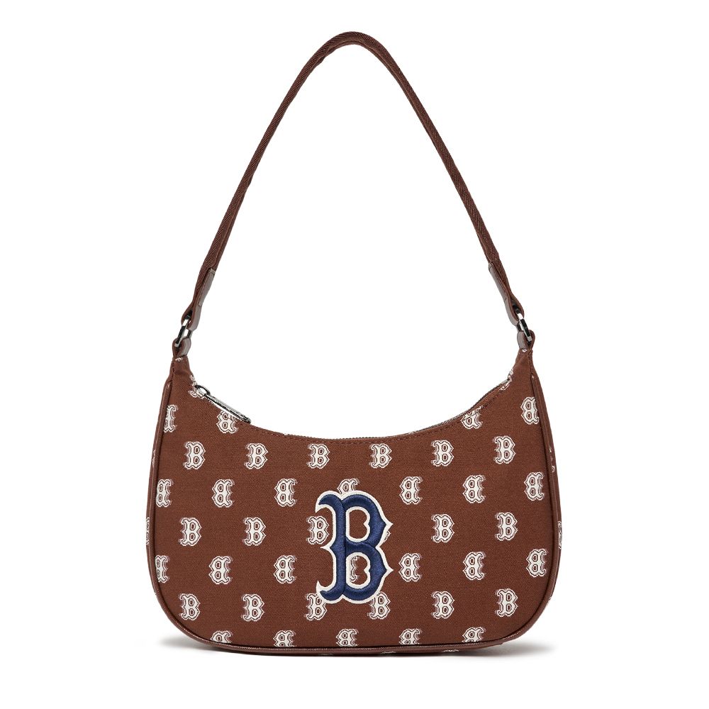 ☆MLB Korea☆ Classic Monogram Jacquard Hobo Bag B DBrown Túi Xách MLB Korea - Classic Monogram Jacquard Bag Boston