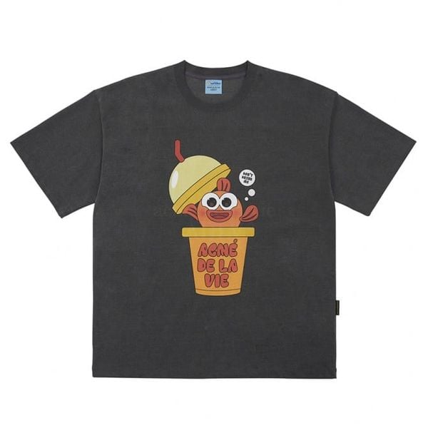  Áo thun ADLV [PINKFONG BABY SHARK x Acmé de la vie] SMOOTHIE FRIEND SHORT SLEEVE T-SHIRT WASHING GREY 