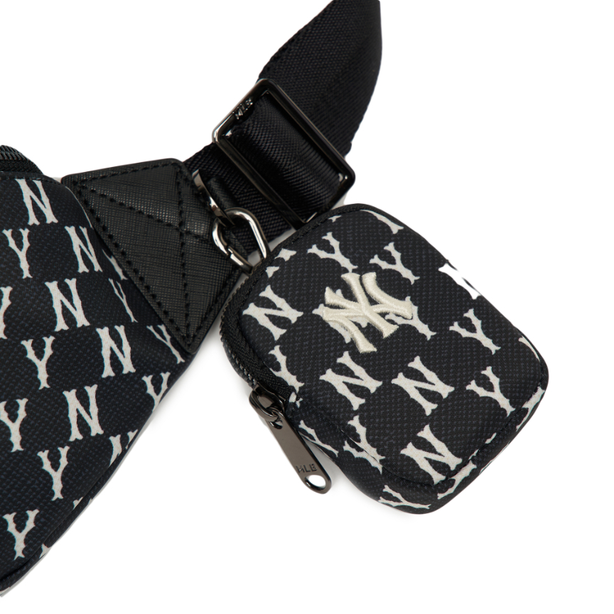 ★MLB Korea★ Classic Monogram Hip Sack B DBrown 3AHSM012N-4 Túi Bao Tử MLB Korea - MONOGRAM HIP SACK NEW YORK YANKEES