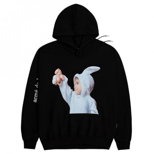  Hoodie - ADLV BABY FACE  HOODIE BLACK RABBIT 