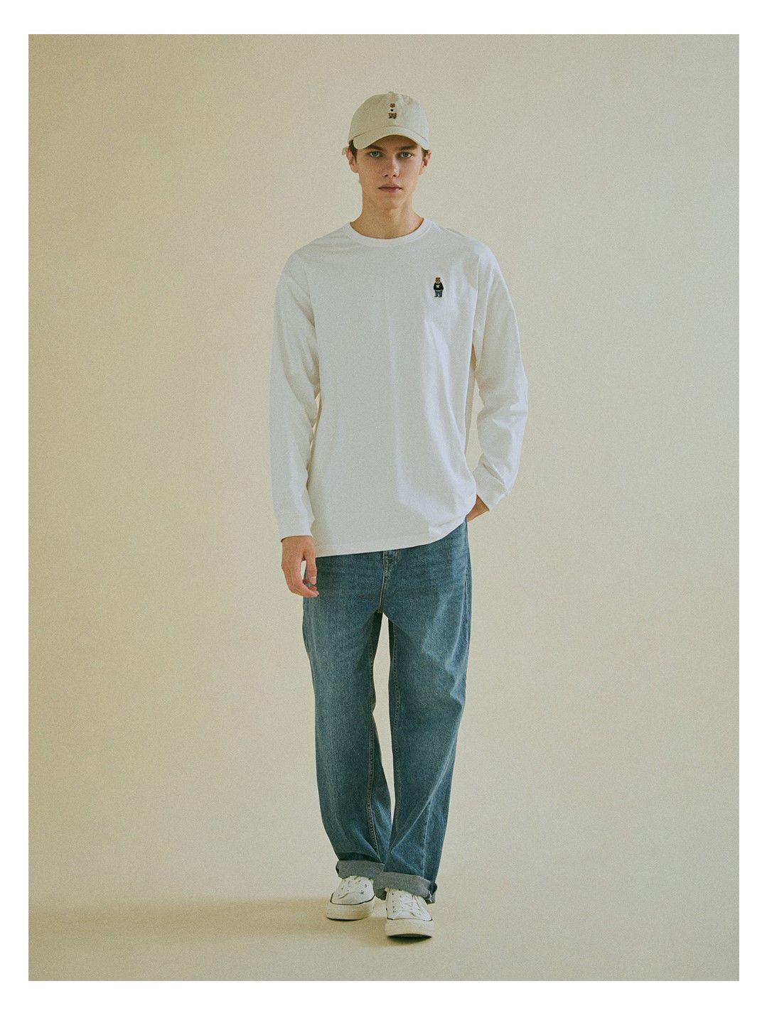 【WHO.A.U】Steve Stripe Long Sleeve T-shirt S] WHO.A.U COMMON STEVE STRIPE LONG SLEEVE TEE,IVORY