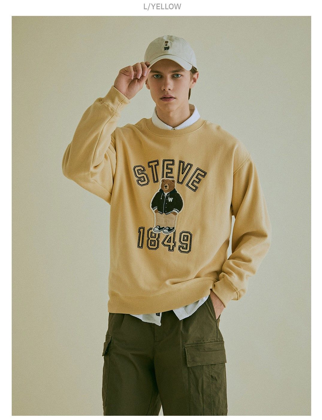  Áo Sweater WHO.A.U - Brushed Big Steve Patch Sweatshirt - WHMWC4911U 