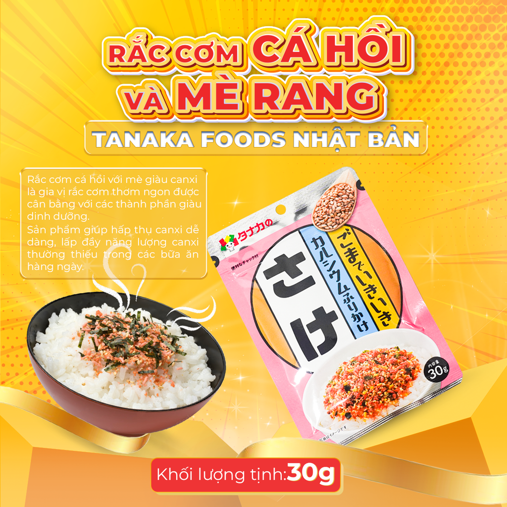 Combo 3 Gói Gia Vị Rắc Cơm Cá Hồi Và Mè Rang Giàu Canxi - Tanaka Foods Nhật Bản