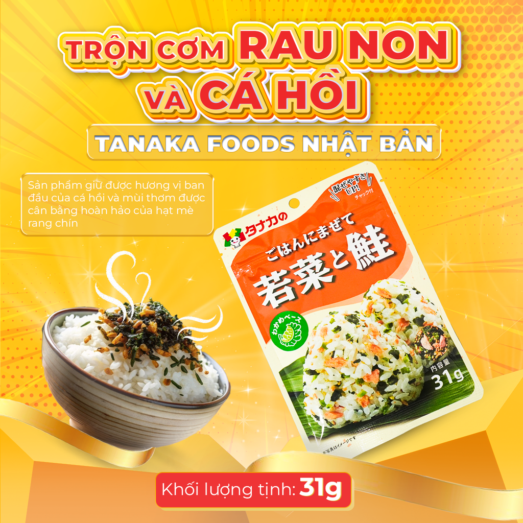 Combo 3 Gói Gia Vị Trộn Cơm Rau Non Và Cá Hồi - Tanaka Foods Nhật Bản