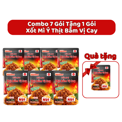  [Tặng 1 Gói] Combo 7 Gói Xốt Mì Ý Thịt Bằm Vị Cay Nisshin Seifun Welna 