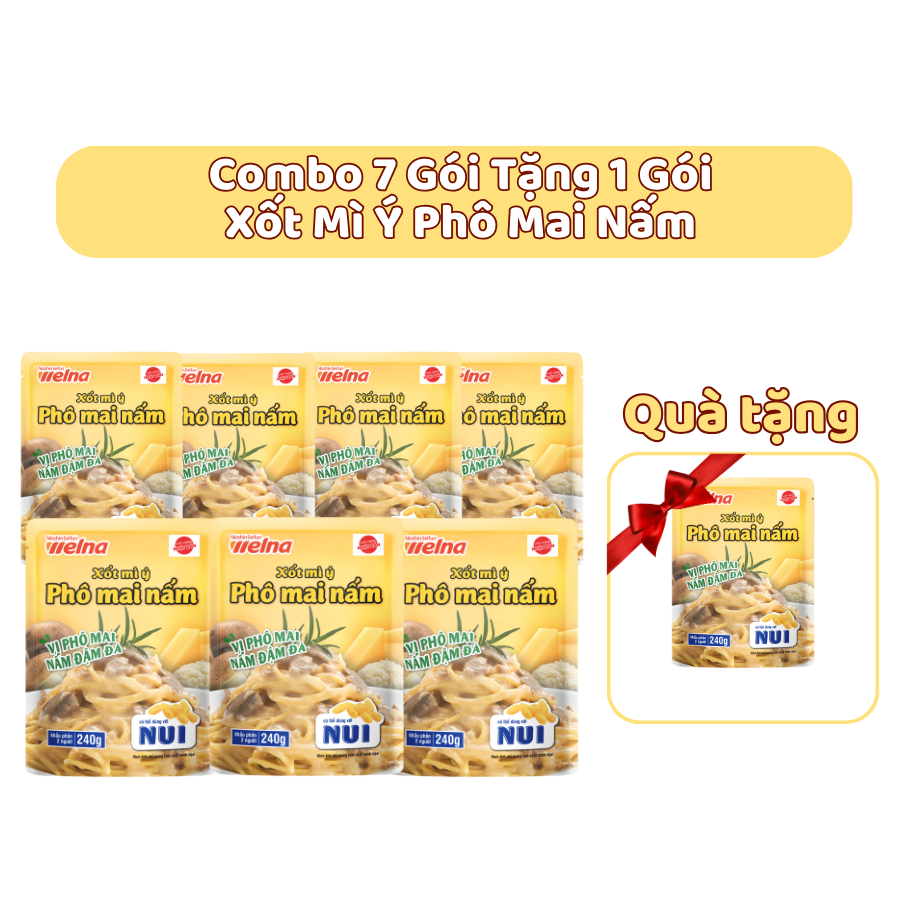 [Tặng 1 Gói] Combo 7 Gói Xốt Mì Ý Phô Mai Nấm Nisshin Seifun Welna