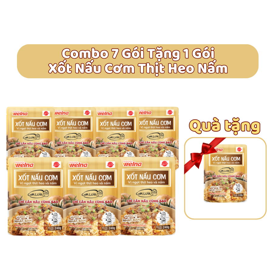 [Tặng 1 Gói] Combo 7 Gói Xốt Nấu Cơm Vị Ngọt Thịt Heo Và Nấm Nisshin Seifun Welna