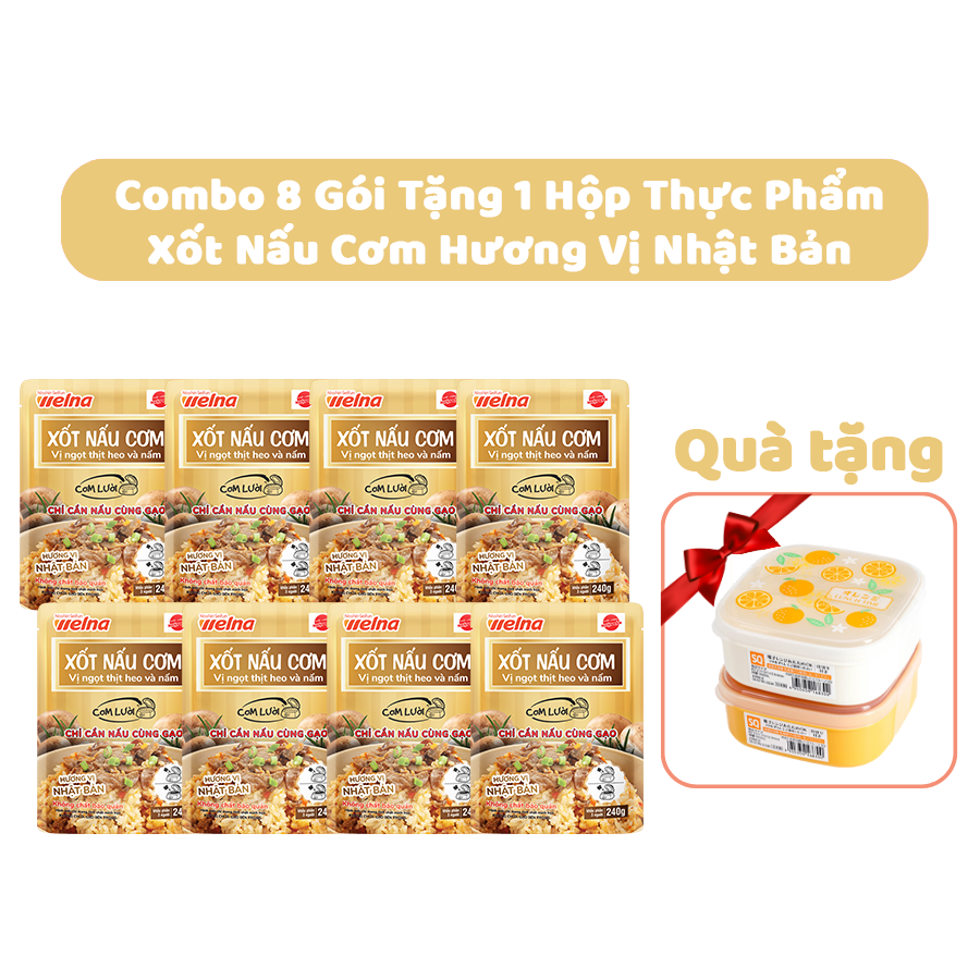 [Tặng 1 Hộp Thực Phẩm] Combo 8 Gói Xốt Nấu Cơm Vị Ngọt Thịt Heo Và Nấm Nisshin Seifun Welna