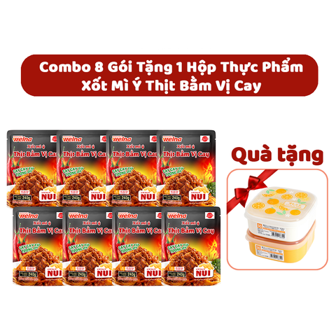  [Tặng 1 Hộp Thực Phẩm] Combo 8 Gói Xốt Mì Ý Thịt Bằm Vị Cay Nisshin Seifun Welna 