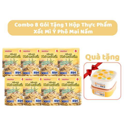  [Tặng 1 Hộp Thực Phẩm] Combo 8 Gói Xốt Mì Ý Phô Mai Nấm Nisshin Seifun Welna 