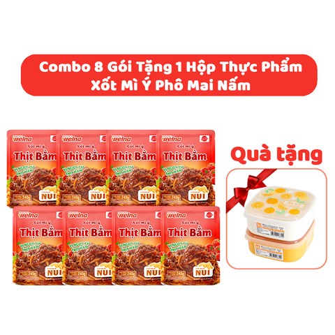  [Tặng 1 Hộp Thực Phẩm] Combo 8 Gói Xốt Mỳ Ý Thịt Bằm Nisshin Seifun Welna 